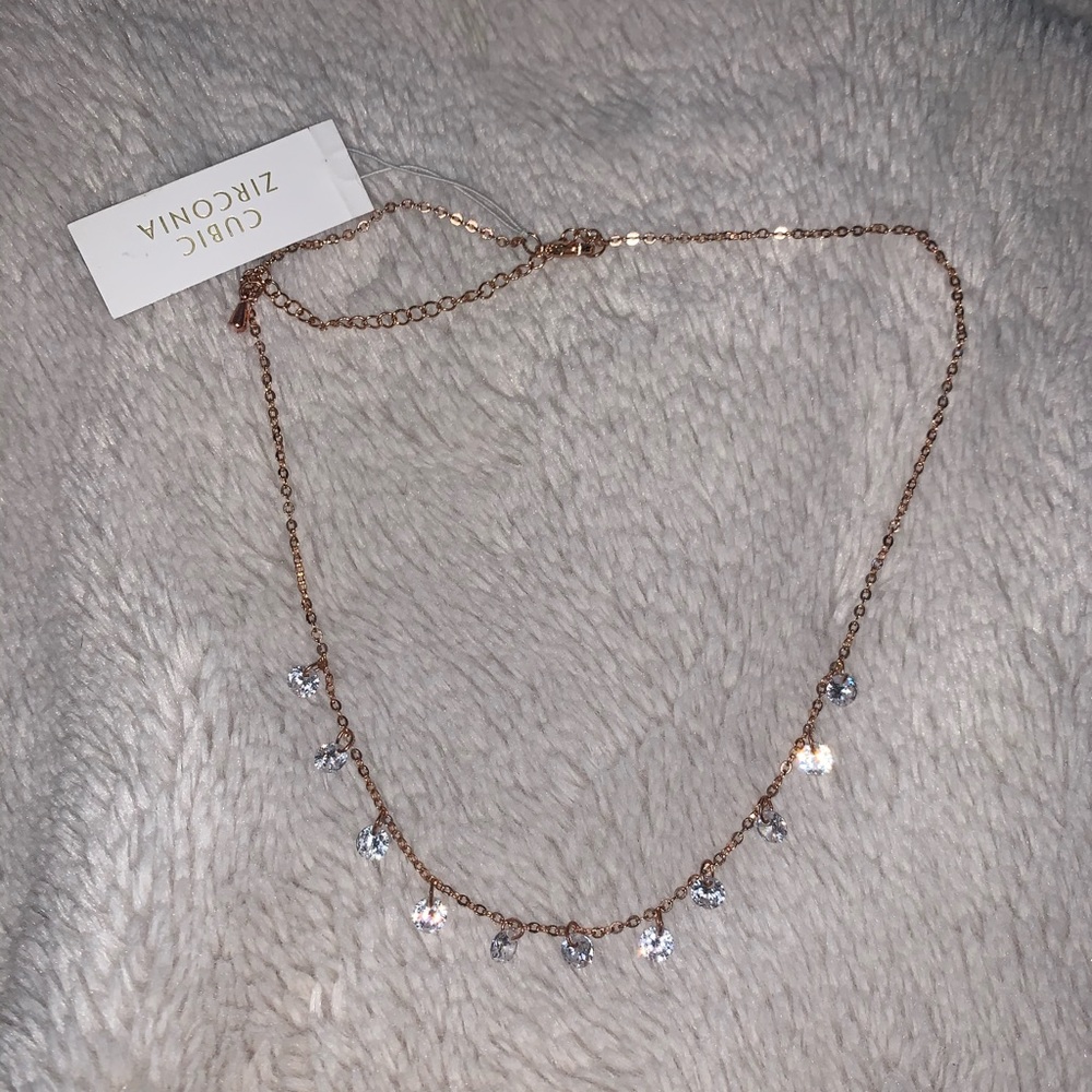 New Gold Necklace with Cubic Zirconia Jewels